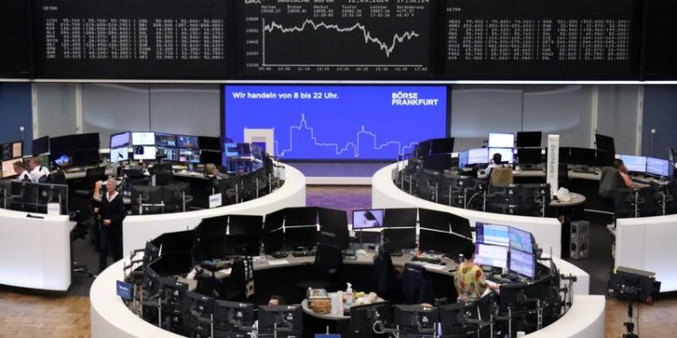 European shares end marginally lower on tech drag; Fed in focus