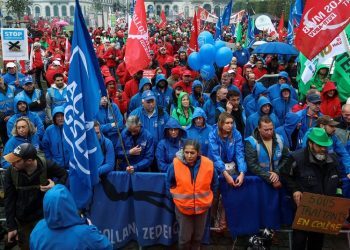 Belgian workers march in sympathy over threats to Audi Brussels