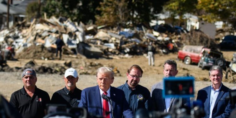 Trump refuses to denounce threats to FEMA, doubles down on falsehoods