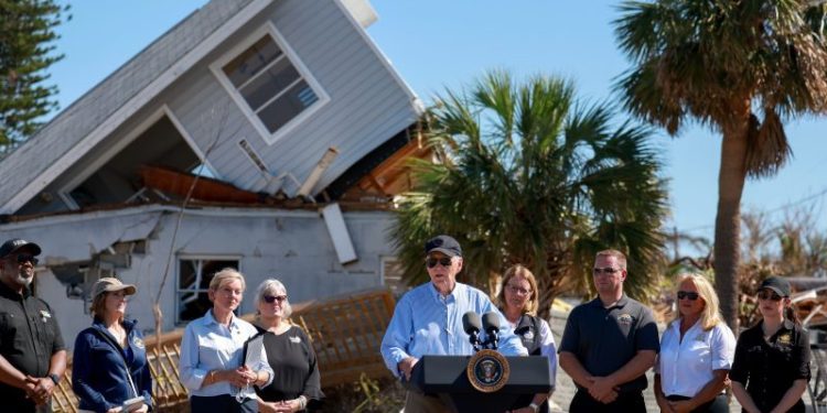 Harris and Biden, in storm-hit areas, seek to balance empathy and politics