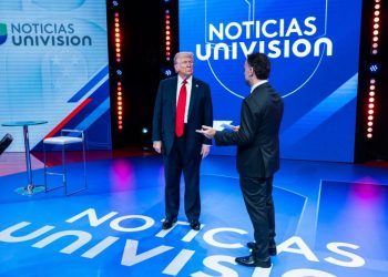 Trump tries softer tone but reprises false migrant claims at Univision town hall